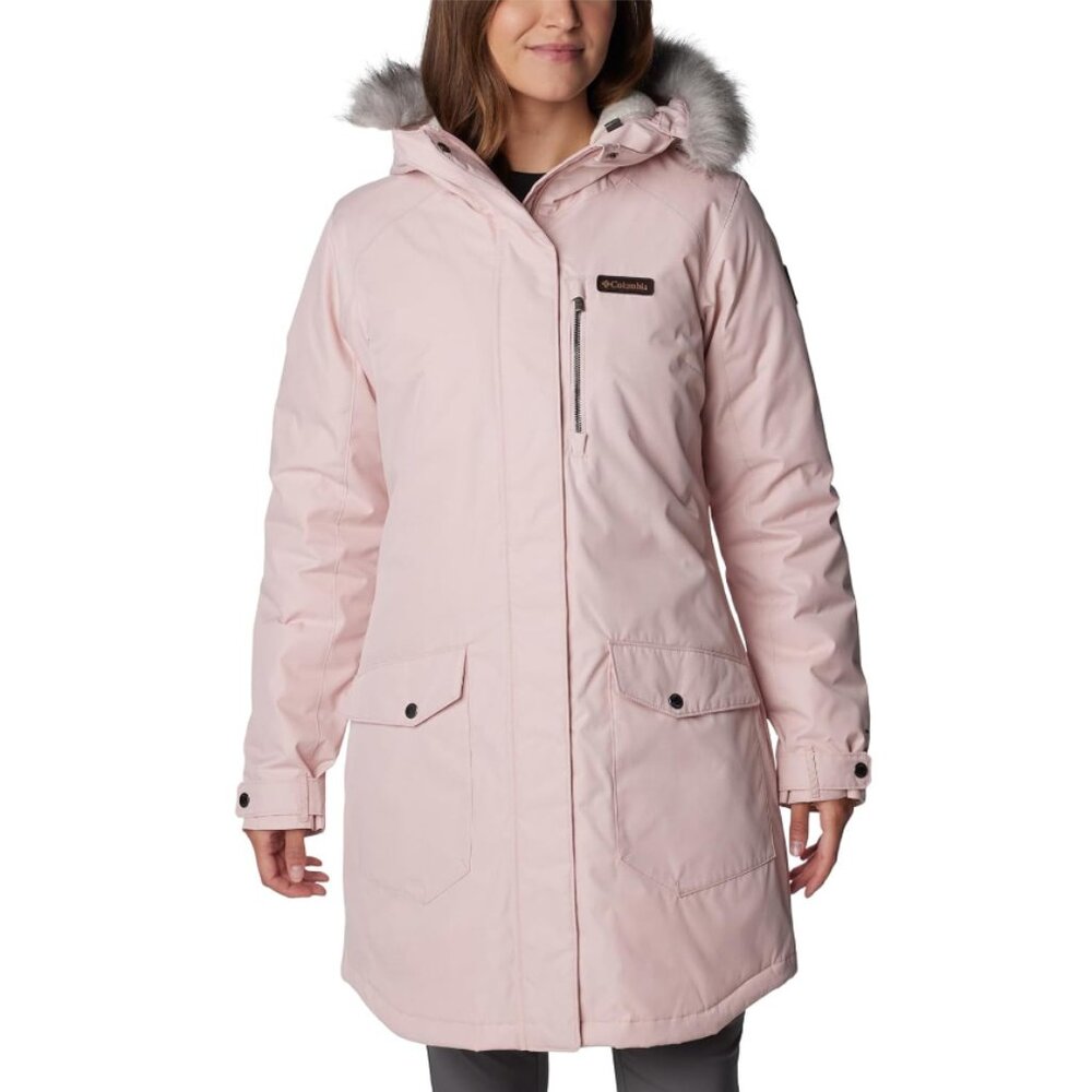 EUC Columbia Women's 2X Suttle Mountain™ Long Insulated Jacket Coat Light Pink